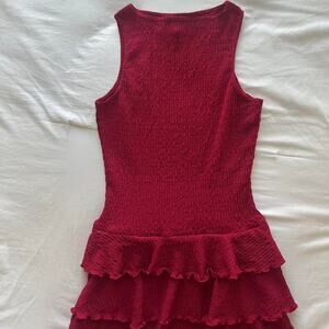 Cherry red ruffle mini dress